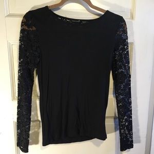 Black lace long sleeve tee - holiday, punk, goth